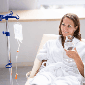 woman receiving IV therapy